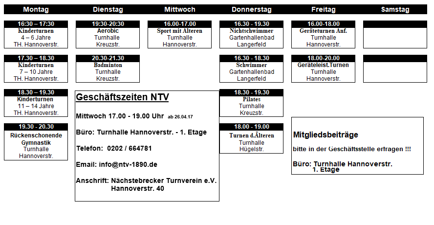 Stundenplan 2018 Stundenplan 2018