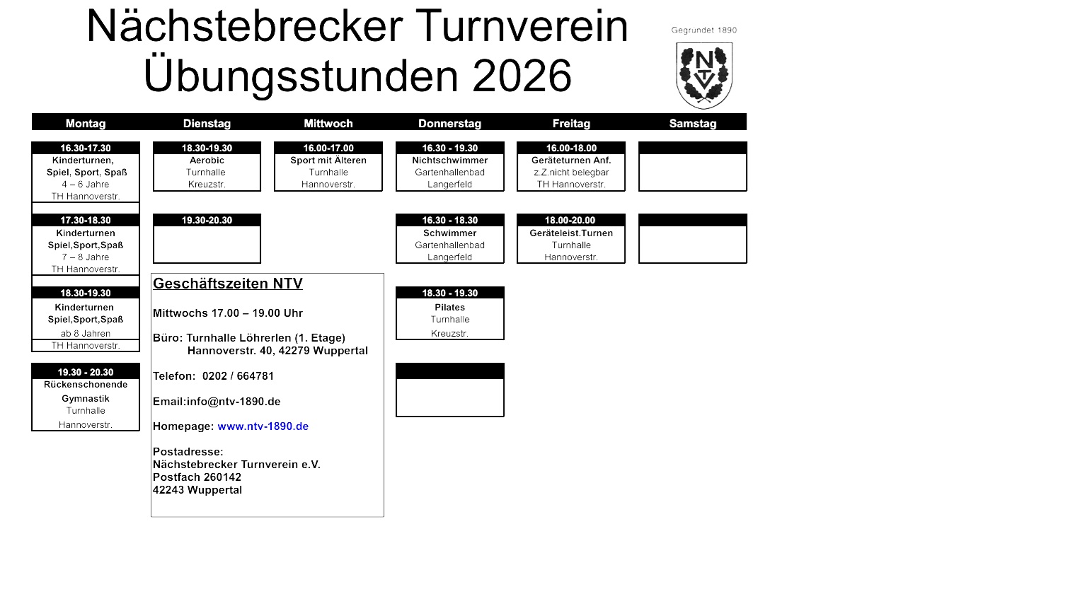 Stundenplan 2026